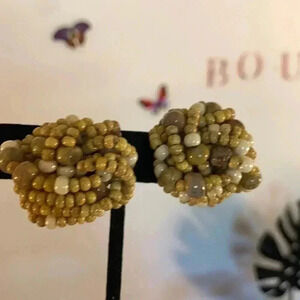 Wood Beaded Cluster Earrings
